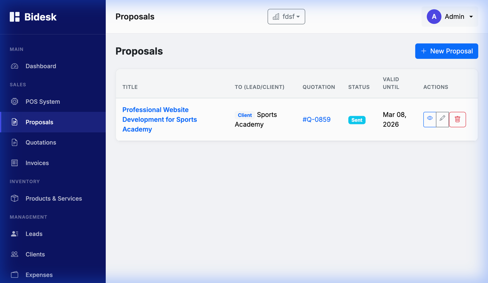 Proposals Tracking Sheet