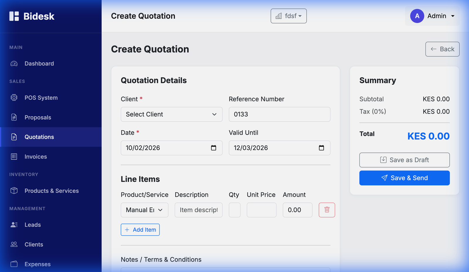Quotation Creation Form